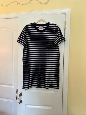 MADEWELL Black & White Striped Crewneck T-Shirt Dress